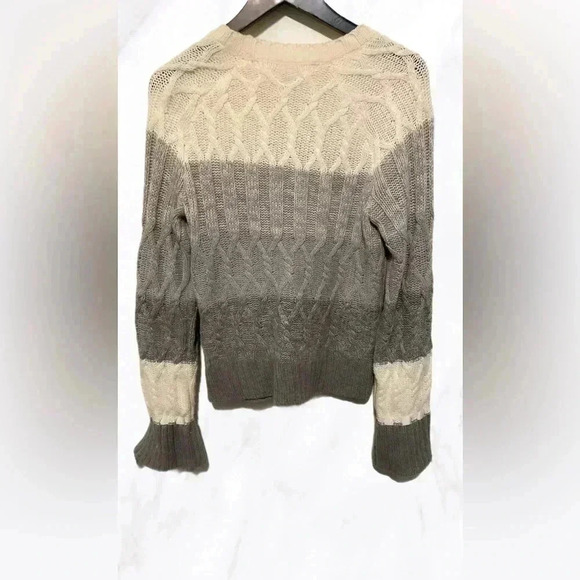 Max studio grey and cream knitted long sleeve with ties sweater S - Picture 3 of 5